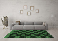 Machine Washable Abstract Emerald Green Modern Rug, wshabs1439emgrn