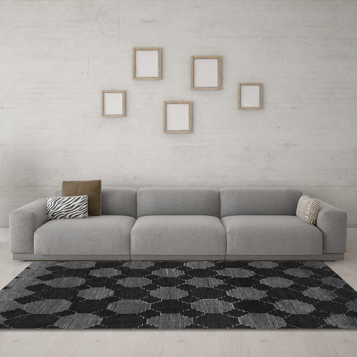 Machine Washable Abstract Gray Modern Rug in a Living Room,, wshabs1439gry