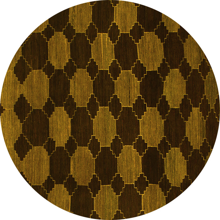 Round Machine Washable Abstract Yellow Modern Rug, wshabs1439yw