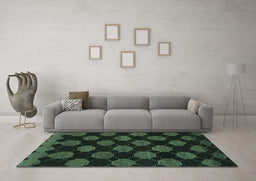 Machine Washable Abstract Turquoise Modern Area Rugs in a Living Room,, wshabs1439turq