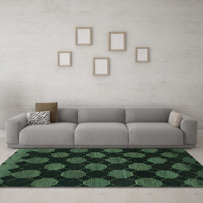 Machine Washable Abstract Turquoise Modern Area Rugs in a Living Room,, wshabs1439turq