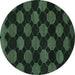 Round Abstract Turquoise Modern Rug, abs1439turq