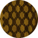 Round Abstract Yellow Modern Rug, abs1439yw