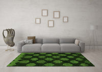 Machine Washable Abstract Green Modern Rug, wshabs1439grn