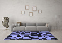 Machine Washable Abstract Blue Modern Rug, wshabs143blu