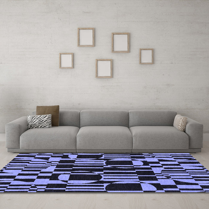 Machine Washable Abstract Blue Modern Rug in a Living Room, wshabs143blu