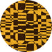 Round Machine Washable Abstract Yellow Modern Rug, wshabs143yw
