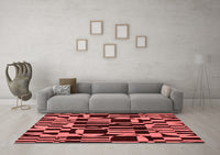 Machine Washable Abstract Red Modern Rug, wshabs143red