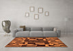 Machine Washable Abstract Orange Modern Area Rugs in a Living Room, wshabs143org