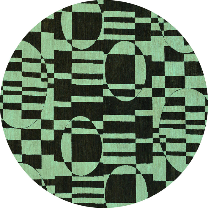 Round Abstract Turquoise Modern Rug, abs143turq
