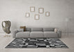 Machine Washable Abstract Gray Modern Rug in a Living Room,, wshabs143gry