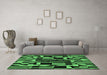 Machine Washable Abstract Emerald Green Modern Area Rugs in a Living Room,, wshabs143emgrn