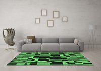 Machine Washable Abstract Emerald Green Modern Rug, wshabs143emgrn