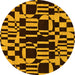 Round Abstract Yellow Modern Rug, abs143yw