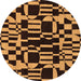 Round Machine Washable Abstract Brown Modern Rug, wshabs143brn