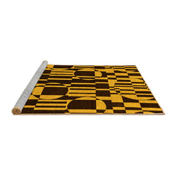 Sideview of Machine Washable Abstract Yellow Modern Rug, wshabs143yw