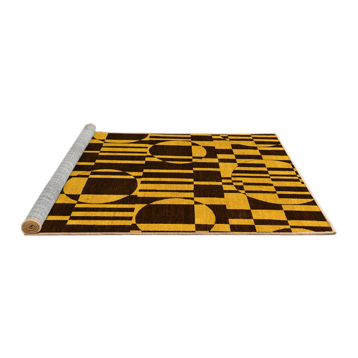 Sideview of Machine Washable Abstract Yellow Modern Rug, wshabs143yw