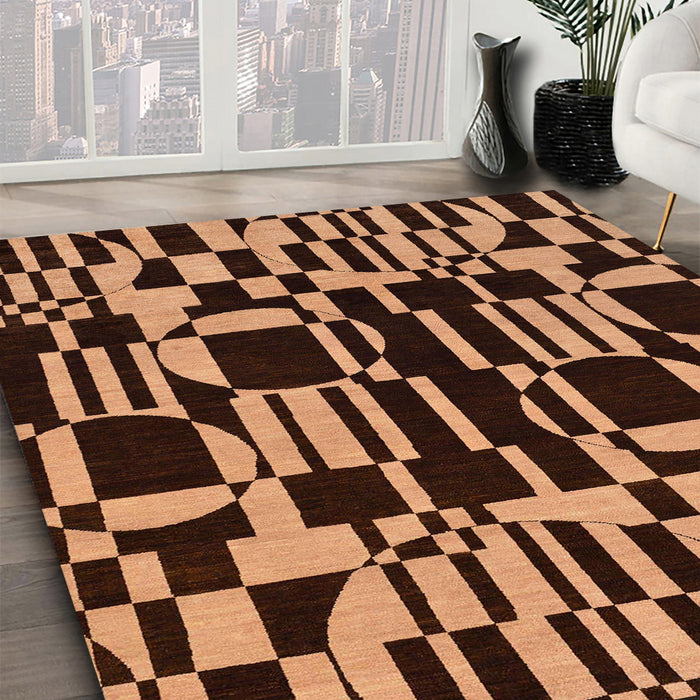 Abstract Red Modern Rug in Family Room, abs143