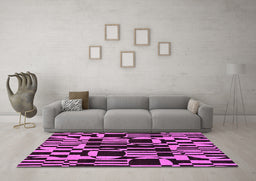 Machine Washable Abstract Purple Modern Area Rugs in a Living Room, wshabs143pur