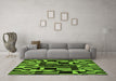 Machine Washable Abstract Green Modern Area Rugs in a Living Room,, wshabs143grn