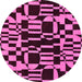 Round Machine Washable Abstract Pink Modern Rug, wshabs143pnk