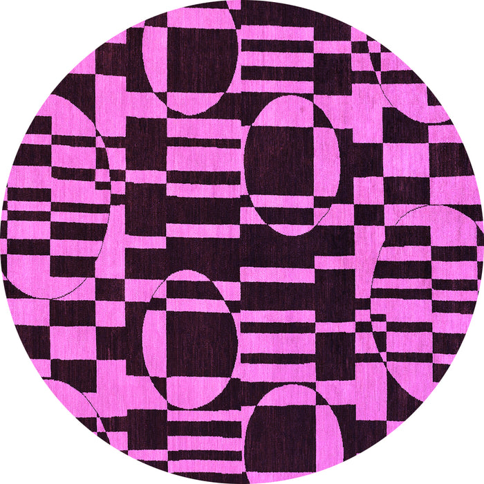 Round Machine Washable Abstract Purple Modern Area Rugs, wshabs143pur