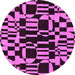 Round Machine Washable Abstract Purple Modern Area Rugs, wshabs143pur
