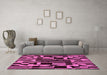 Machine Washable Abstract Pink Modern Rug in a Living Room, wshabs143pnk
