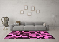 Machine Washable Abstract Pink Modern Rug, wshabs143pnk