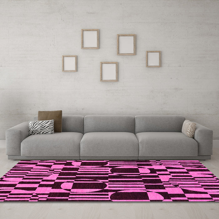 Machine Washable Abstract Pink Modern Rug in a Living Room, wshabs143pnk