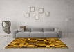 Machine Washable Abstract Yellow Modern Rug in a Living Room, wshabs143yw