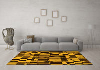 Machine Washable Abstract Yellow Modern Rug, wshabs143yw