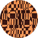 Round Machine Washable Abstract Orange Modern Area Rugs, wshabs143org