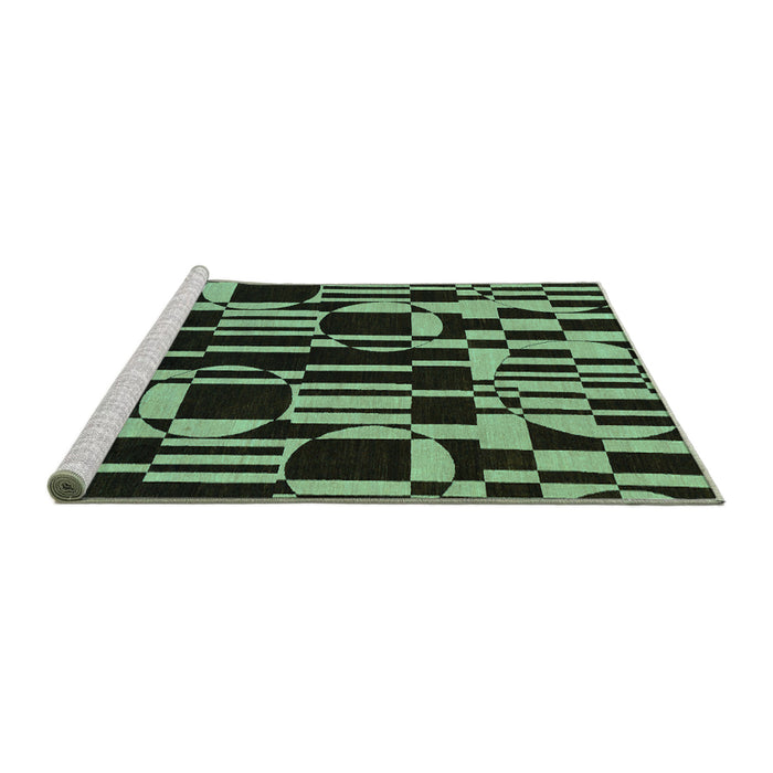 Sideview of Machine Washable Abstract Turquoise Modern Area Rugs, wshabs143turq