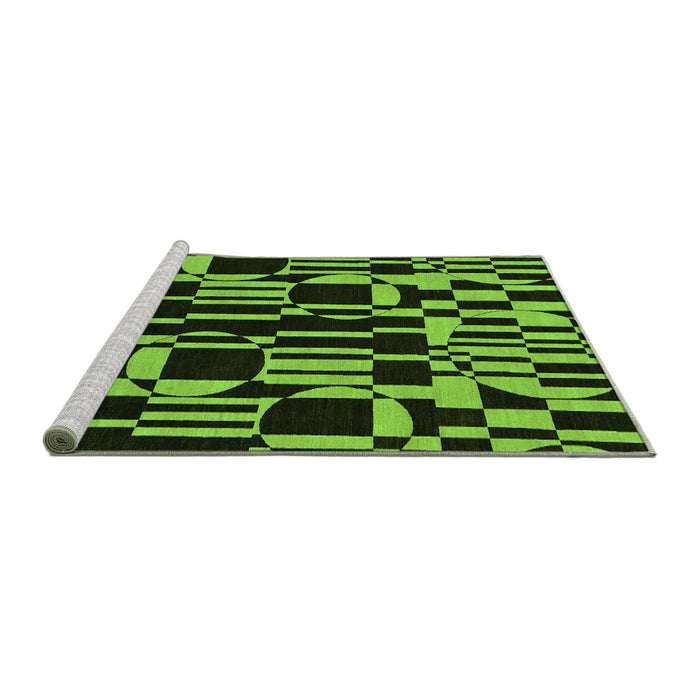Sideview of Machine Washable Abstract Green Modern Area Rugs, wshabs143grn