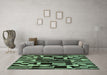 Machine Washable Abstract Turquoise Modern Area Rugs in a Living Room,, wshabs143turq