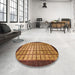 Round Abstract Saffron Red Checkered Rug in a Office, abs1440