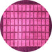 Round Machine Washable Checkered Pink Modern Rug, wshabs1440pnk