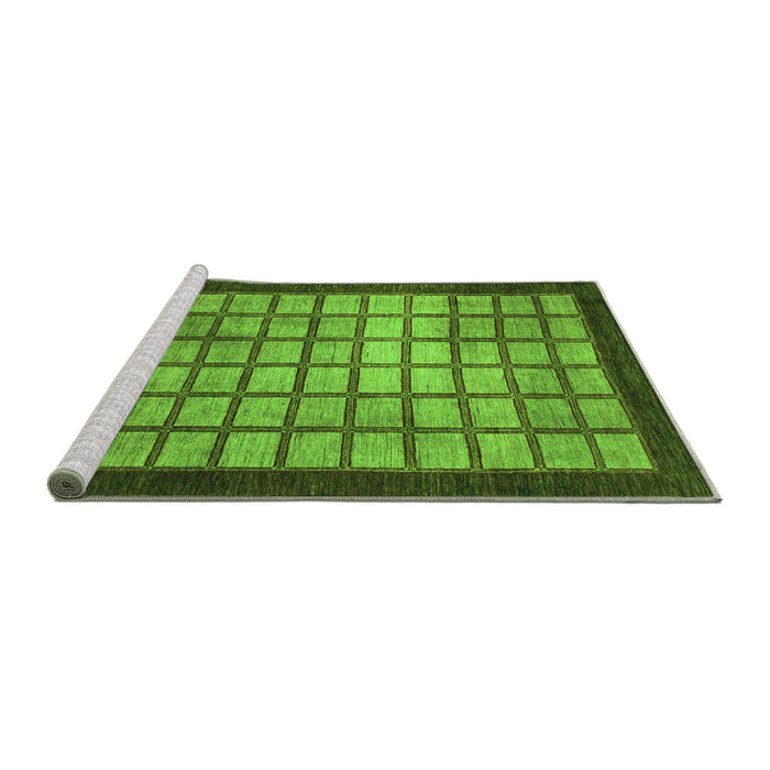 Sideview of Machine Washable Checkered Green Modern Area Rugs, wshabs1440grn
