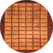 Round Machine Washable Checkered Orange Modern Area Rugs, wshabs1440org