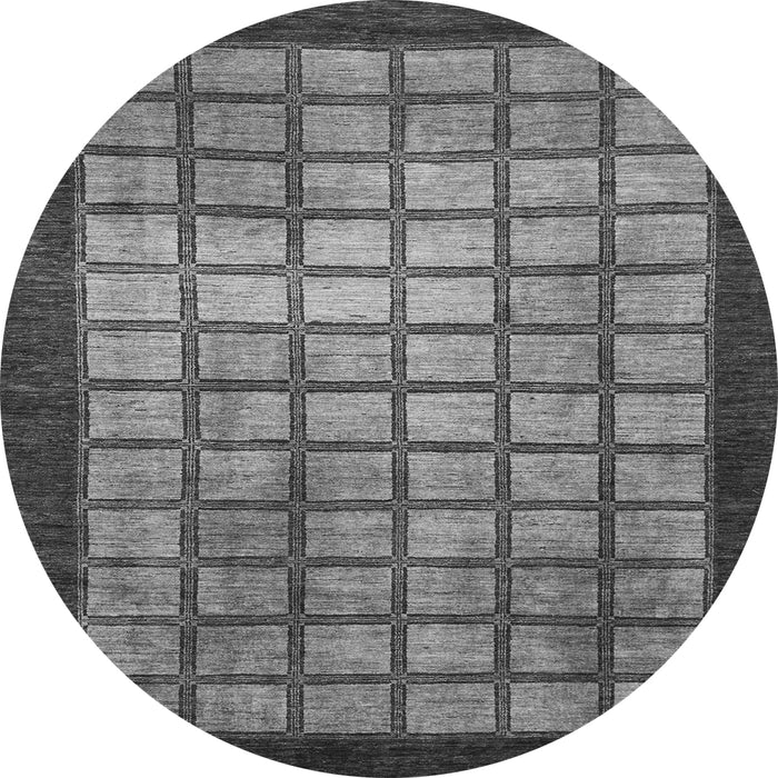 Round Checkered Gray Modern Rug, abs1440gry