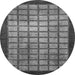 Round Machine Washable Checkered Gray Modern Rug, wshabs1440gry