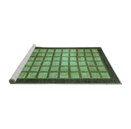 Sideview of Machine Washable Checkered Turquoise Modern Area Rugs, wshabs1440turq