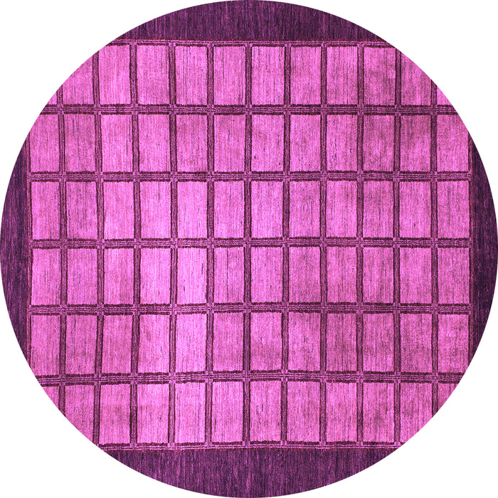 Round Machine Washable Checkered Purple Modern Area Rugs, wshabs1440pur