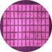 Round Machine Washable Checkered Purple Modern Area Rugs, wshabs1440pur