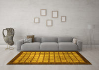 Machine Washable Checkered Yellow Modern Rug, wshabs1440yw