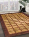 Machine Washable Abstract Saffron Red Rug in a Family Room, wshabs1440