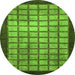 Round Machine Washable Checkered Green Modern Area Rugs, wshabs1440grn