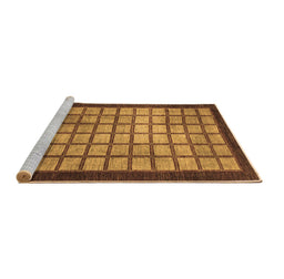 Sideview of Machine Washable Checkered Brown Modern Rug, wshabs1440brn