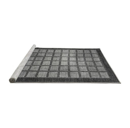 Sideview of Machine Washable Checkered Gray Modern Rug, wshabs1440gry